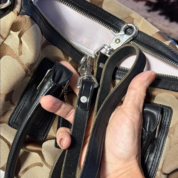 Coach Signature Canvas Shoulder Bag - Black and Tan - Picture 8 of 8